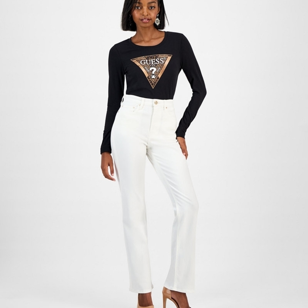 GUESS White Jeans Womens Size 29 Straight Leg High Rise Stretch Denim